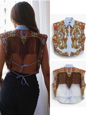 NWT Zara Embroidered Shirt Icons Limited Edition Size XS-S